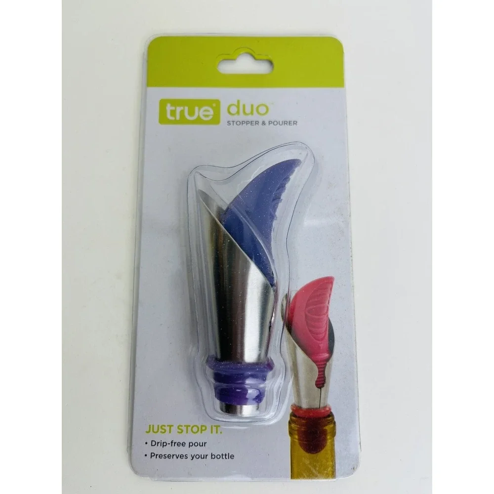 True Duo Bottle Stopper And Pourer Spout‎ Bar Tool Purple